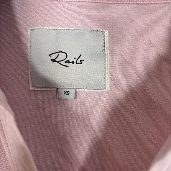 Rails Ingrid Raw Hem Button Down Shirt Pink Blush Acid Wash XS Long Sleeve Rayon - Picture 4 of 8